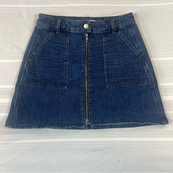 Madewell Front Zip Denim Jean Skirt Size 26 - Picture 1 of 5